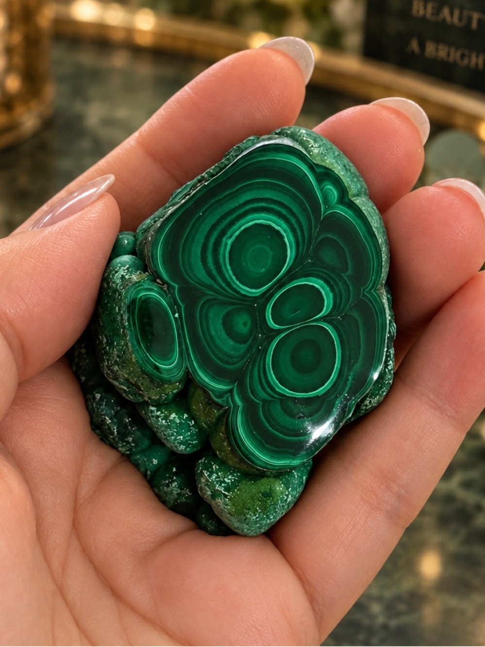 Natural Malachite 123g Bullseye Banded Botryoidal Stone Specimen Polished & Raw